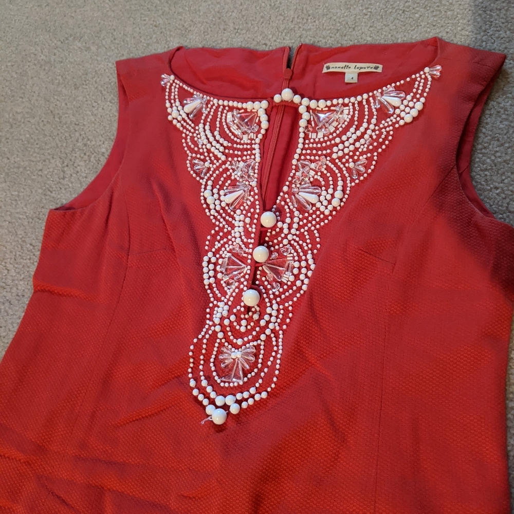 Nanette Lapore Orange Dress With White Beading